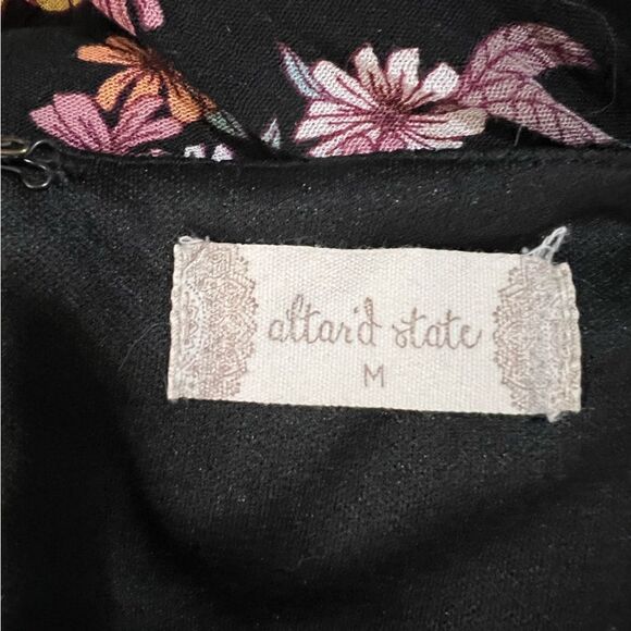 Dress Altar'd State Juliette Yellow Black Floral Boho Bell Sleeve Size Medium - Picture 11 of 13